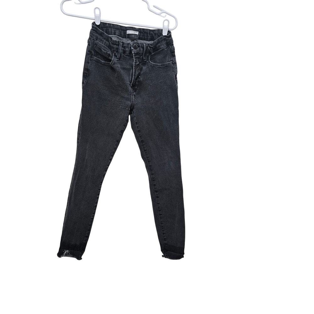 Good American Good Legs Skinny Jeans 6/28 Black Released Hem